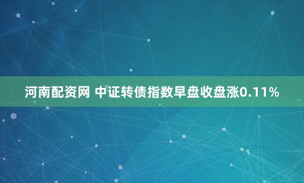 河南配资网 中证转债指数早盘收盘涨0.11%