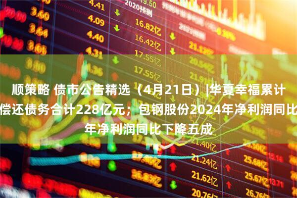 顺策略 债市公告精选（4月21日）|华夏幸福累计未能如期偿还债务合计228亿元；包钢股份2024年净利润同比下降五成
