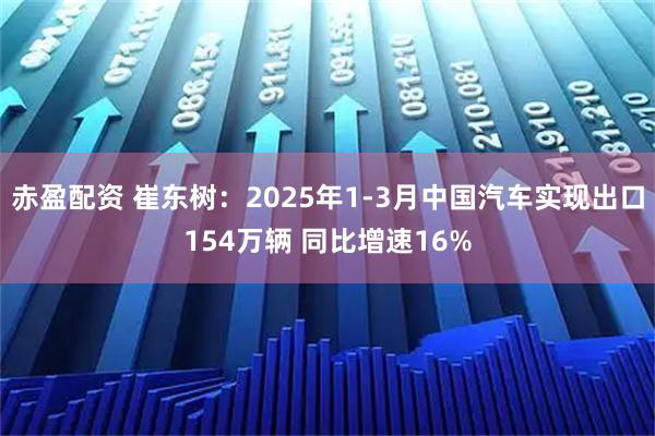 赤盈配资 崔东树：2025年1-3月中国汽车实现出口154万辆 同比增速16%