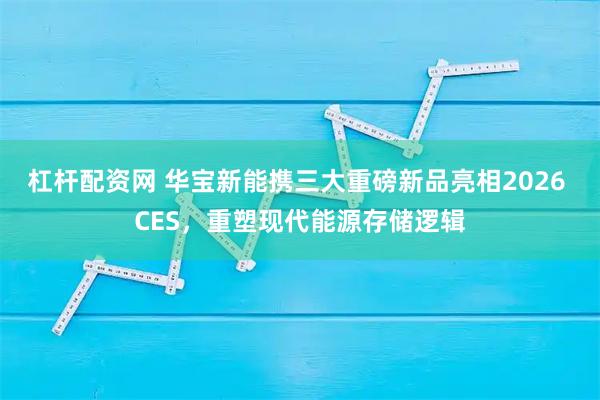 杠杆配资网 华宝新能携三大重磅新品亮相2026 CES，重塑现代能源存储逻辑